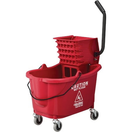 Global Industrial Mop Bucket and Wringer Combination, Red, Plastic 260594RD